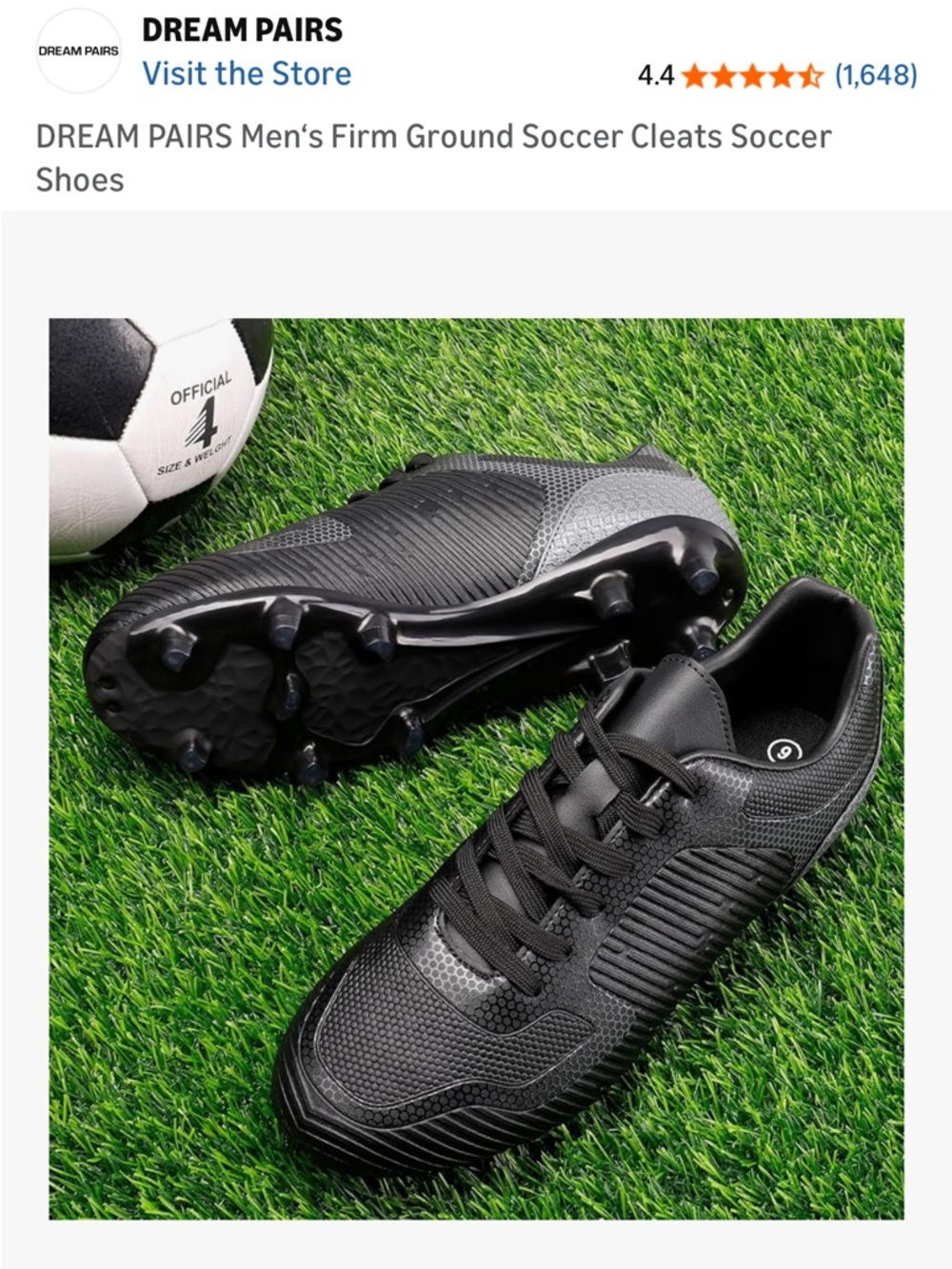 Dream Pairs Black Men's Athletic soccer cleats